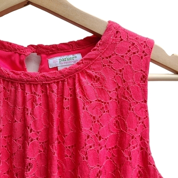 KC Parker Pink Eyelet Lace Teired Dress, Size 12 - Picture 3 of 10